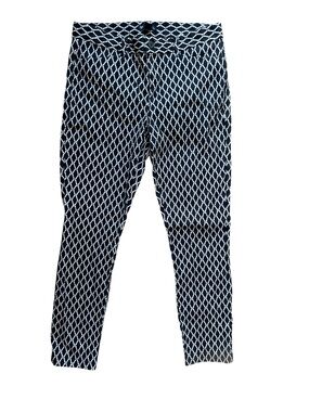 Gap Slim City Trouser Pants 2R Blue White Geometric Print Career Office Workwear